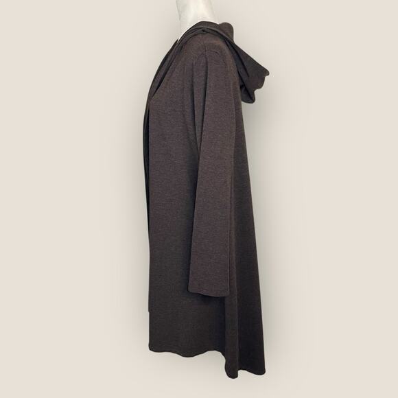 Bryn Walker Morgen Open Front Longline Hoodie Cardigan in Brown S - Picture 4 of 12